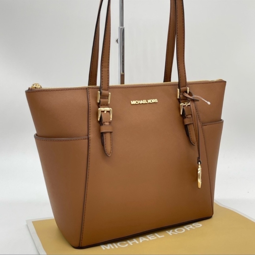 Michael Kors Large Charlotte Tote Bag Brown/Gold